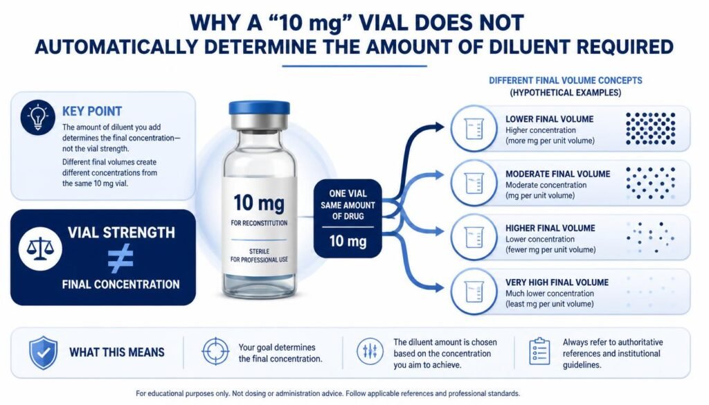 Why a 10mg retatrutide vial does not determine reconstitution volume